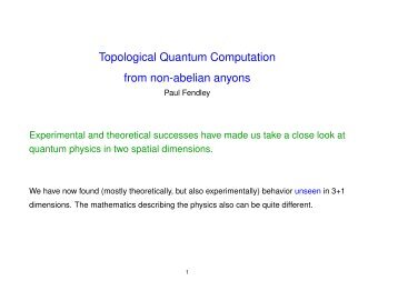 Topological Quantum Computation from non-abelian ... - Paul Fendley