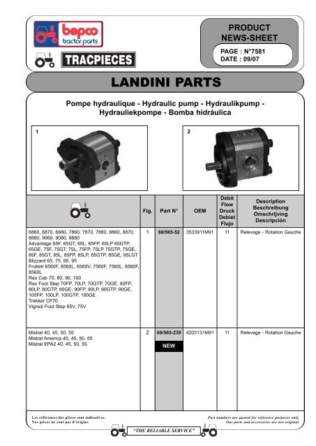 product news-sheet landini parts