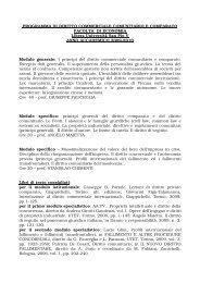 PROGRAMMA DI DIRITTO COMMERCIALE COMUNITARIO E ...