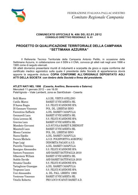 Comitato Regionale Campania - Federazione Italiana Pallacanestro