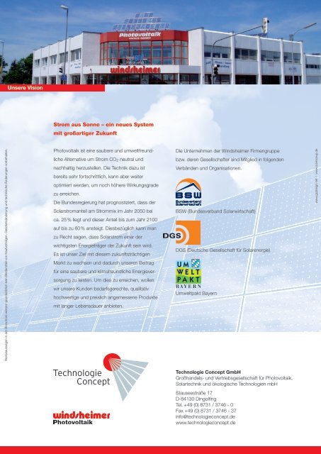 TechnologieConcept Imagebroschüre - Windsheimer Photovoltaik