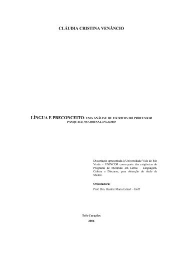 uma anÃ¡lise de escritos do professor pasquale no jornal o ... - UninCor