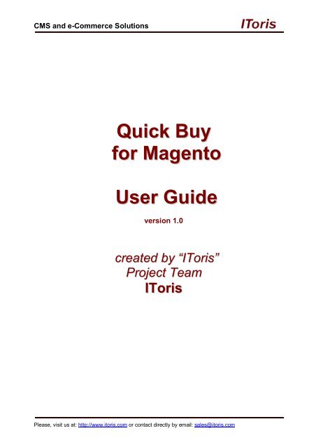 Quick Buy Module for Magento - IToris