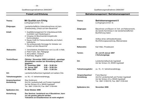 Qualifizierungsprogramm 2006-2007 - Amt fÃ¼r ErnÃ¤hrung ...