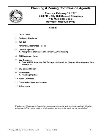 THE PLANNING AND ZONING COMMISSION OF ... - City of Raymore