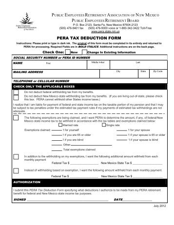 PERA TAX DEDUCTION FORM - Public Employees Retirement ...