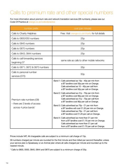 price guide - Orange