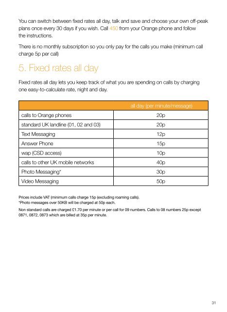 price guide - Orange