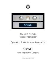The VAC Phi Beta Triode Preamplifier Operation & Maintenance ...