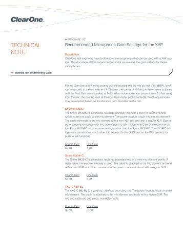 XAP G-Ware Tech Note 112: Recommended ... - ClearOne