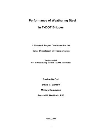 Report: Performance of Weathering Steel in TxDOT Bridges