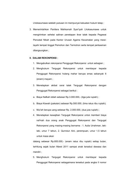 P U T U S A N Nomor : 42/Pdt.G/2011/MS-Aceh ...