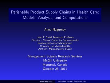 Perishable Product Supply Chains in Health Care - The Virtual ...