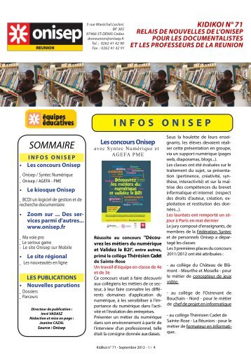 INFOS ONISEP SOMMAIRE