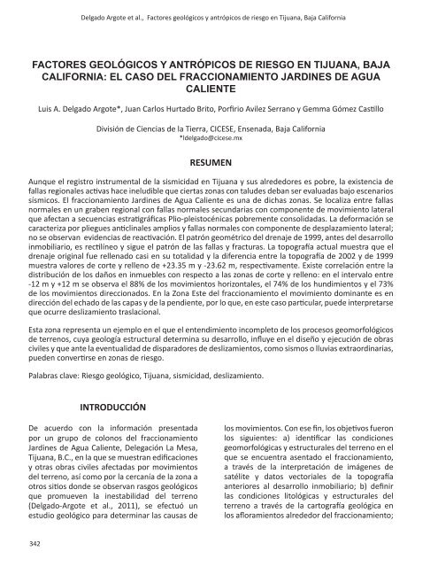 factores geolÃ³gicos y antrÃ³picos de riesgo en tijuana, baja california