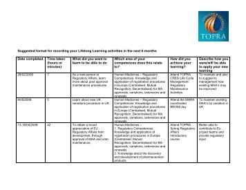 Example of a completed Lifelong Learning Log- cpb update - TOPRA
