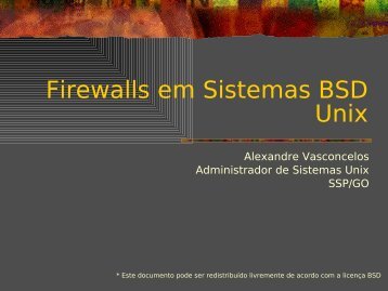 Firewalls em Sistemas BSD Unix