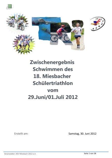 Zwischenergebnis Schwimmen des 18. Miesbacher Schülertriathlon ...