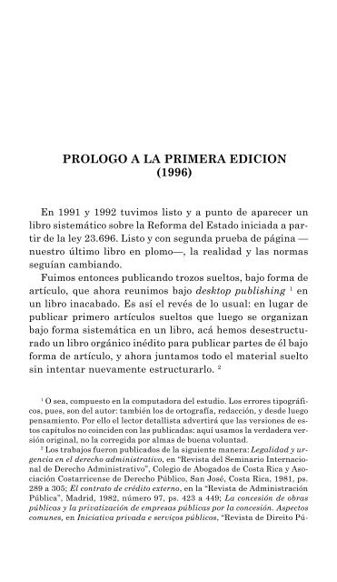 PROLOGO A LA PRIMERA EDICION (1996) - Agustín Gordillo