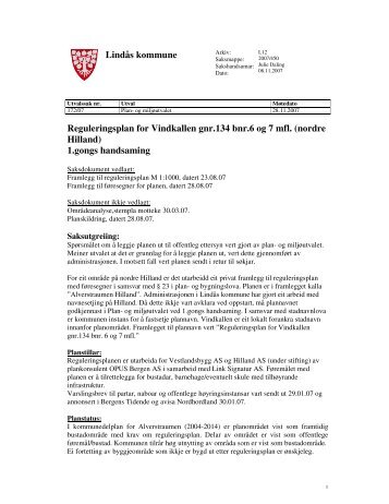 Reguleringsplan for Vindkallen gnr.134 bnr.6 og 7 mfl. (nordre ...