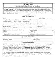 Peru State College International Student Medical Records Form ...