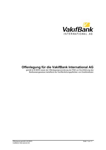 Risikomanagement für einzelne Risikokategorien - VakifBank ...