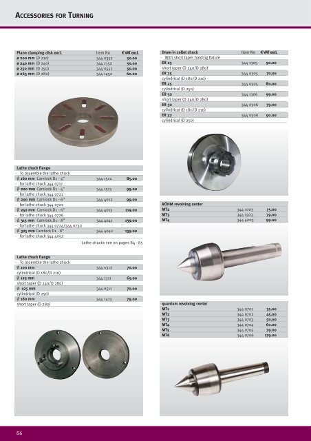 ACCESSORIES FOR TURNING - Optimum Machines