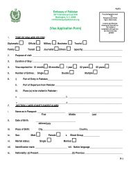 Pakistan Visa Application form