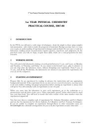 1st YEAR PHYSICAL CHEMISTRY PRACTICAL COURSE, 2007-08