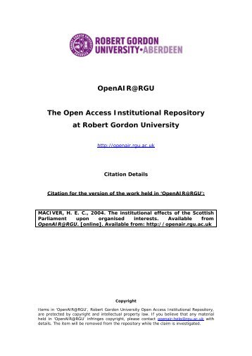 Hazel MacIver Phd.pdf - OpenAIR @ RGU - Robert Gordon University