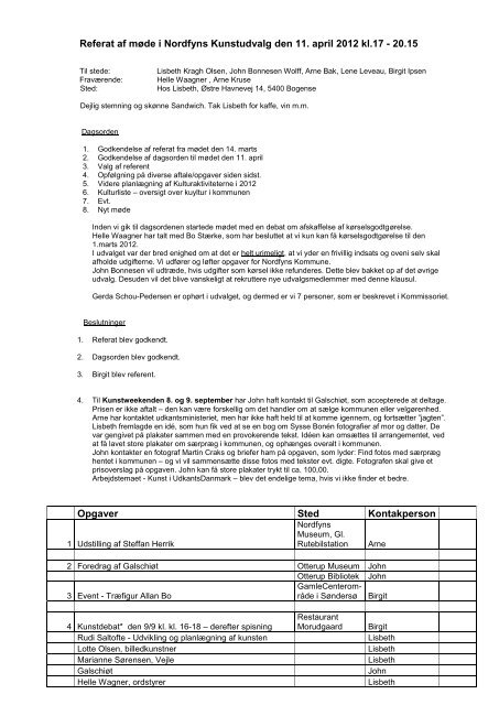 Referat af mÃ¸de i Nordfyns Kunstudvalg den 11 - Nordfyns Kommune