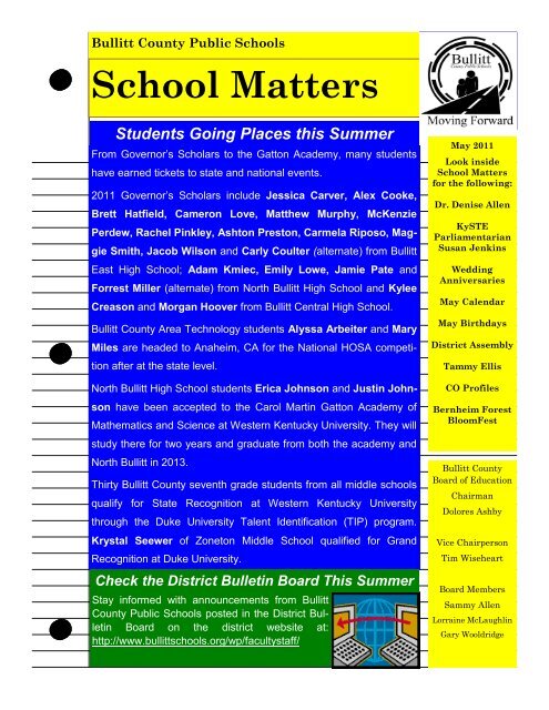 School Matters (May 2011) - Bullitt County Public Schools