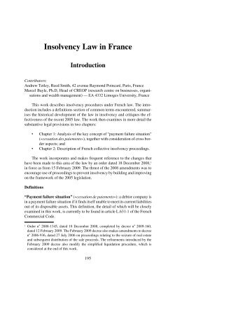 Insolvency Law in France - Reed Smith