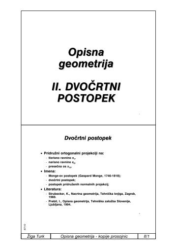 Opisna geometrija II. DVO^RTNI POSTOPEK - Student Info