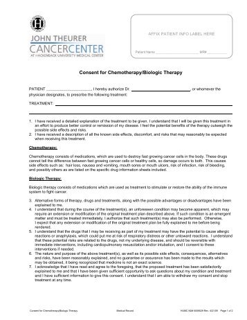 Consent for Chemotherapy Biologic Therapy