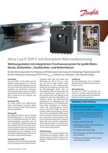 Akva Lux II TDP-F mit Komplett-WÃ¤rmedÃ¤mmung - FernwÃ¤rme ...