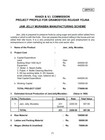 Jam Jelly Murabba Manufacturing Scheme