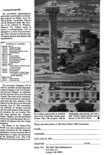 1987–88 Volume 111 No 1–5 - Phi Delta Theta Scroll Archive