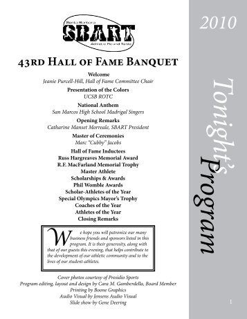 43rd Hall of Fame Banquet - Santa Barbara Athletic Round Table
