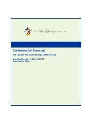 Conference Call Transcript - The Walt Disney Company