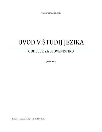 UVOD V Å TUDIJ JEZIKA - Student Info