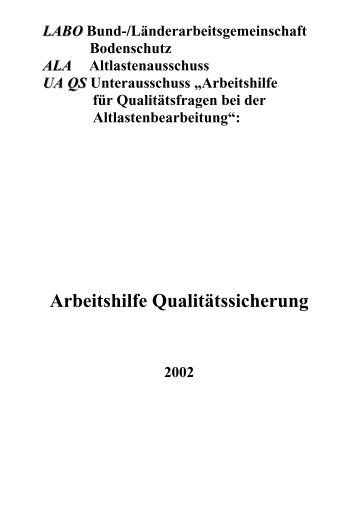 Endbericht Arbeitshilfe Qualitätssicherung - Bund/Länder ...