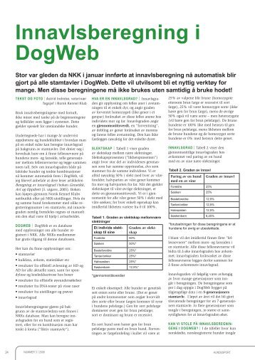 Innavlsberegning i DogWeb - Norsk Kennel Klub