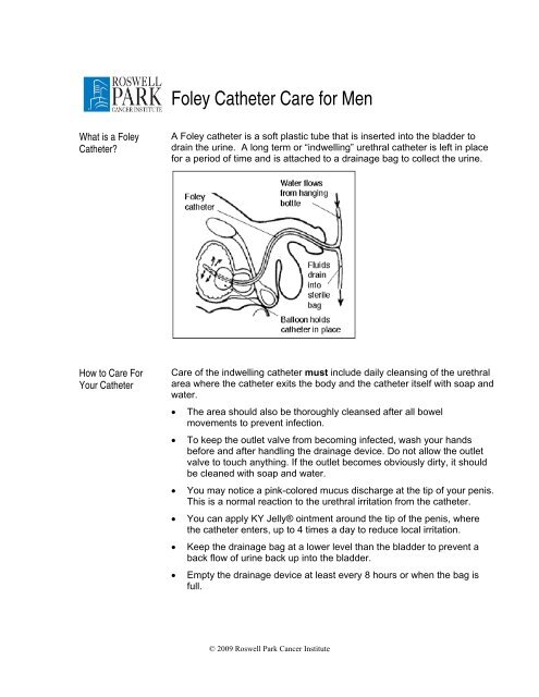 Foley Catheter Care for Men - Roswell Park Cancer Institute