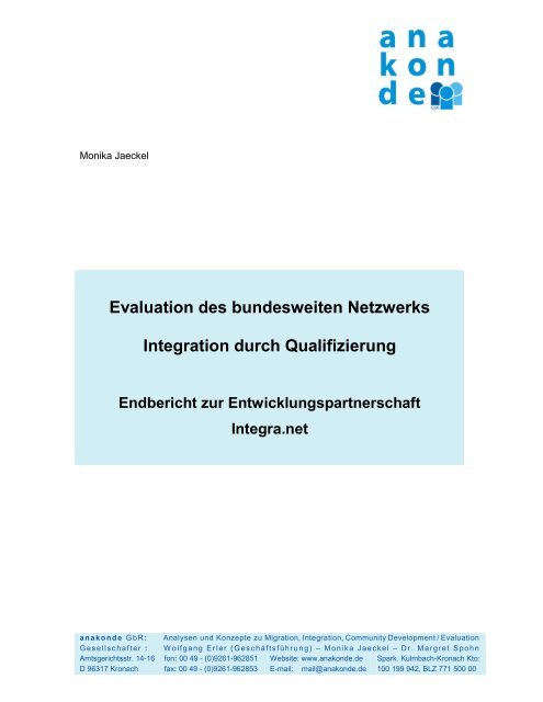 Endbericht zur Entwicklungspartnerschaft Integra.net