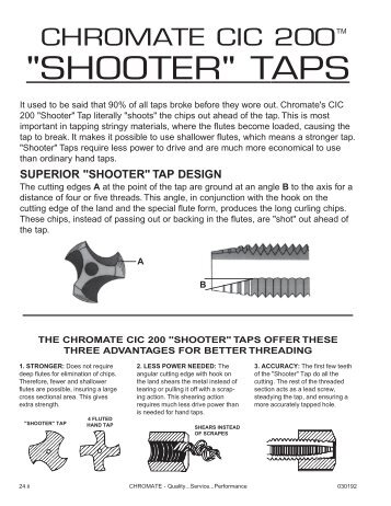 Taps and Dies - Chromate Industrial Corporation