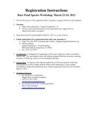 Registration Form Rare Pond Species Workshop, March 23-24, 2013