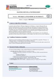 plaquette de la formation - FacultÃ© de Sciences Fondamentales et ...