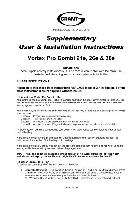 DRAFT FITTING INSTRUCTIONS - Grant UK