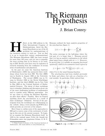 The Riemann Hypothesis